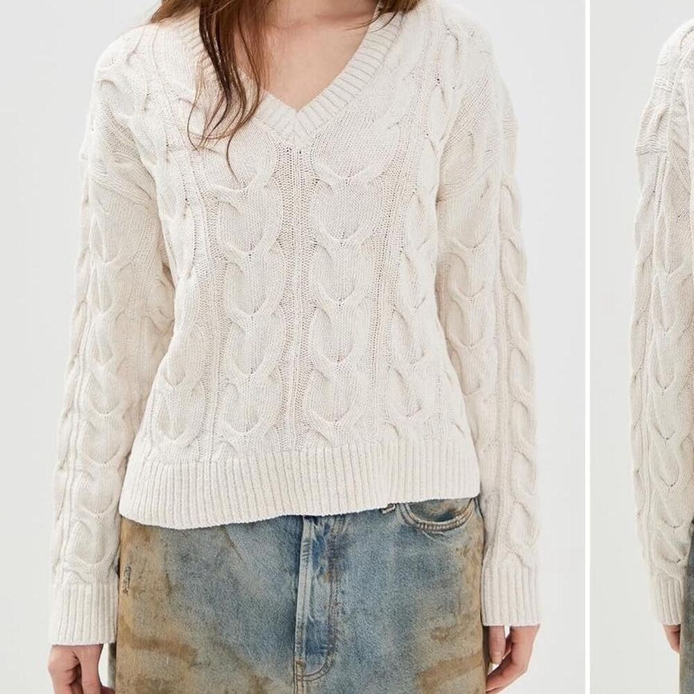 Free-people Women's Cream and White Jumper